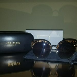 Balmain Brown Gold Cat Eye Gradient Sunglasses